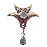 Celtic Triple Crescent Moon Moonstone Drop Pendant - Sterling Silver