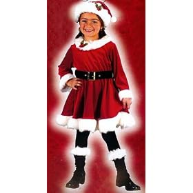 Little Miss Santa 4-Piece Girl's Christmas Costume Kid's Size Small 4-6 #7568
