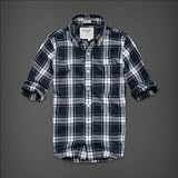Abercrombie & Fitch メンズ 長袖シャツ カジュアルシャツ [ネイビー/チェック柄] 並行輸入品 Lサイズ
