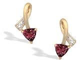 14K Yellow Gold Trillion Created Ruby and Diamond Ribbon Earrings