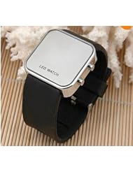 AQY(TM) Luxury Mirror LED Digital Date Jelly Silicon Unisex Casual Sport Wrist Watch