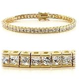 14K Gold Plated Princess Cut CZ Tennis Bracelet 7