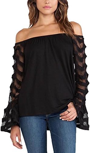 Babyhclub Spring Summer New Black Wave Hollow Out Lace Stitching Female T-shirt