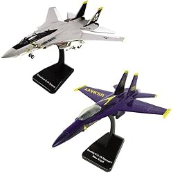SMITHSONIAN InAir E-Z Build 2 pc Set, F-18 Hornet Blue Angels and F-14 Jolley Roger