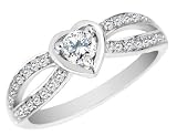 Diamond Heart Engagement Ring 1/3 Carat (ctw) in White Gold