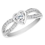 Diamond Heart Engagement Ring 1/3 Carat (ctw) in 10K White Gold