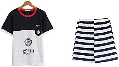 Mingxin Couple's Men's Pure Cotton Summer Sleepwear Pyjamas Set Shirt Shorts