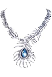 EVER FAITH&reg; Vintage Style Peacock Feather Teardrop Statement Necklace Austrian Crystal