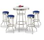 4 Blue Glitter Vinyl Barstools and White Table Set