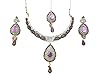 Bridal Fashion Necklace Earrings Set Indian Polki Magenta Jewelry Set