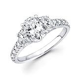 14k Gold 3 Three Stone Oval Diamond Semi Mount 1.25 ct Ring - 1ct Center Stone Not Included