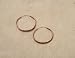 Copper Hoop Earrings, Hammered, Oval - 1.25 Inch Width