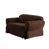 Soft Micro Suede Solid Mocha Brown Loveseat Cover Slipcover