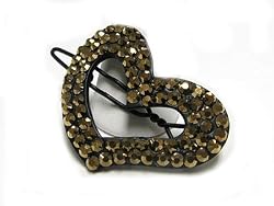 Sparkling Bronze Heart Crystal Hair Accessory Barette Clip Fashion