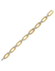 Sterling Silver & Cz 18k Yellow Gold Plated Link Bracelet