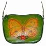 Hand-made! Genuine Leather Butterfly & Sunflower Shoulder Bag(Green), Beautiful and Unique.
