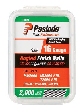 Paslode 650231 1-1/2-Inch by 16 Gauge 20 Degree Angled Galvanized Finish Nail (2,000 per Box) Paslode 650231 1-1/2-Inch by 16 Gauge 20 Degree Angled Galvanized Finish Nail (2,000 per Box)