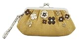 Coach Natural Straw Flower Clutch Large Wristlet Kisslock Bag - Coach 45266NAT