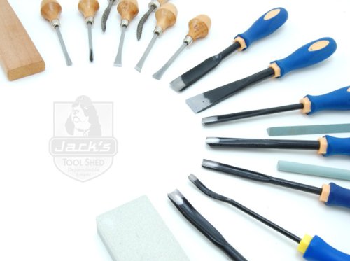 Professional Wood Carving Chisels with Cloth Pouch - 18 Piece
