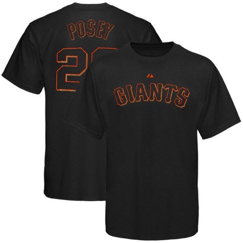 MLB Buster Posey San Francisco Giants Adult Short Sleeve Basic Tee (Black, Medium)