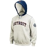 MLB Detroit Tigers 1961-93 Long Sleeve Hooded Fleece Pull Over (Scoured Natural/Athletic Navy, X-Large)