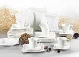 30-Piece White Porcelain Dinner Combi-Set with 6 x Cups/ Saucers/ Dessert Plates/ Soup Plates and Flat Plates