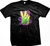 Neon Peace Sign and Symbols Men's T-shirt, Peace And Love Shirts