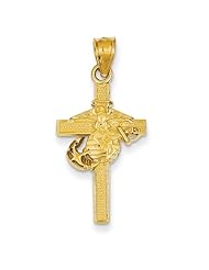 14k Yellow Gold Marine Corps Cross Pendant.