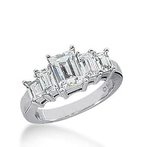 14K Gold Diamond Anniversary Wedding Ring 2 Emerald Cut 0.00 ct 2 Emerald Cut 0.00 ct Total 1.16 ctw. Center Stone Not Included 495-WR2023 - Size 9