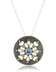 Stella Flame "Byzantia" Ice Blue Topaz Circular Pendant Necklace