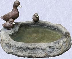bronze ducks family statue home garden basin sculpture
