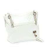 White Jillian Quilted Chain Strap Purse Handbag Bag