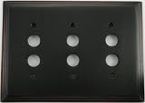 Deco Style Oil Rubbed Bronze Three Gang Push Button Switch Walll Plate