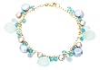 14k Yellow Gold Apatite, Silver Freshwater Pearl, Blue Topaz and Chalcedony Bracelet