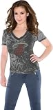 Miami Heat Women's Fade Route Crystals V-Neck T-Shirt - by Alyssa Milano