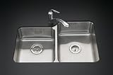KOHLER Undertone Large and Medium Undercounter Kitchen Sink with Squared Basin Style #3353-L-NA