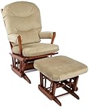 Dutailier Round Back Cushion Design 2 Post Glider and Ottoman Combo, Sage Green