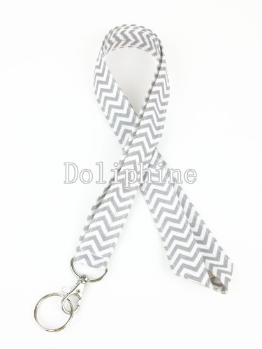 Wave Fabric Neck Chevron LANYARDs Keychain for Key / ID / Cell Phone Holder (Gray)