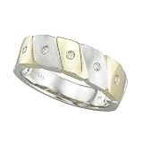 14K Two Tone Gold 1/10 ct. Bezel Set Diamond Men's Wedding Ring