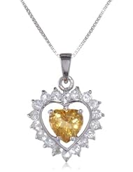 7mm Heart Shape Citrine and White Topaz Sterling Silver Heart Pendant Necklace (1.82 cttw), 18"