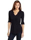 Calvin Klein Jeans Women's Solid Smocked Henley Top