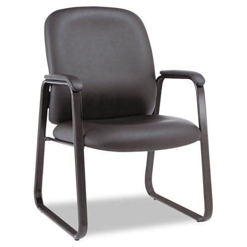 Alera Genaro Guest Chair with Sled Base, Black Leather On Sale