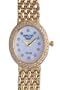 Crown Classic 14k Solid Gold Women's Cocktail Watch Mother of Pearl oval shaped solid 14K Yellow Gold with 60 pts. diamonds on the Dial & Bezel
