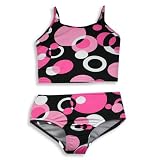 Girlfriends by Anita G. - Girls 2 Piece Tankini Swimsuit, Black, Pink