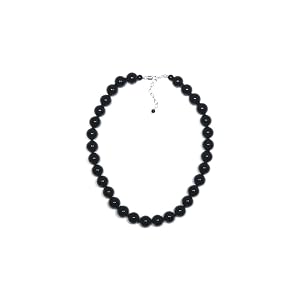 Sterling Silver 12mm Black Onyx Bead Necklace, 16 by