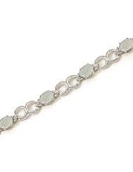 14kt Yellow Gold Oval Opal and Diamond Bracelet