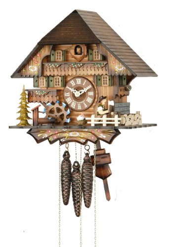 Hekas 1-Day Musical Cuckoo Clock with Moving Wood Chopper and Water Wheel