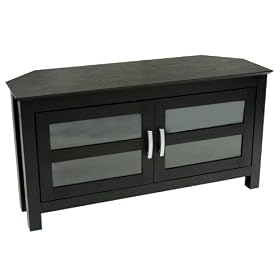 Wood Corner TV Console - Black