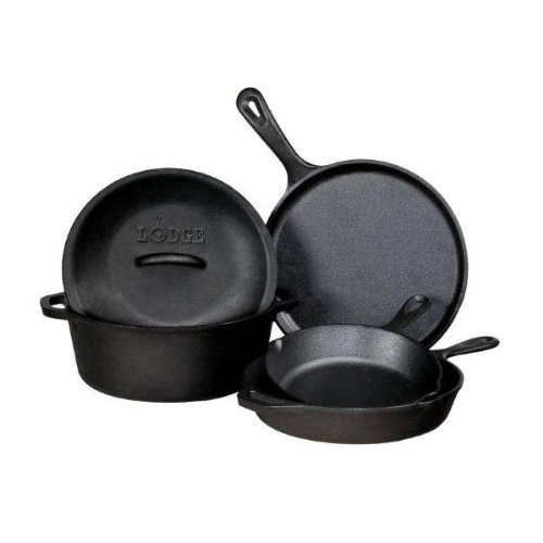 ! Discount Cookware Sets Lodge 5Piece Cast Iron Cookware Set, Black