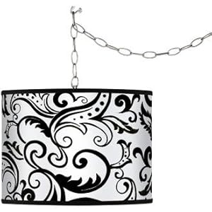 Regency Black Giclee Plug-In Swag Chandelier